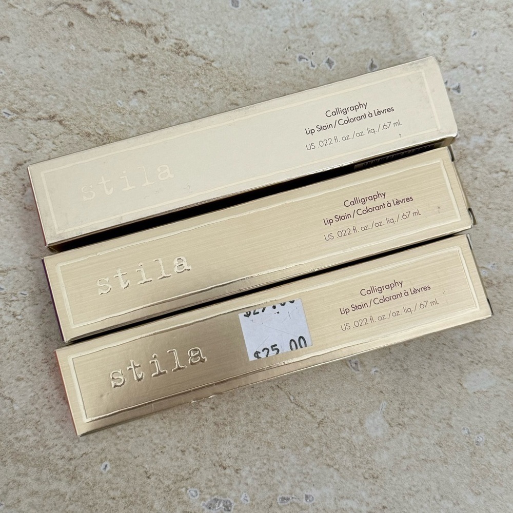 NEW! 3PCS STILA Calligraphy Lip Stain, Ariana, Susan, Hedy Colors, MSRP.$75